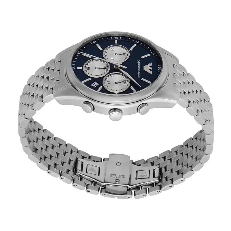 Emporio Armani Antonio Chrono Blue Dial Silver Men's Watch- AR11582